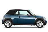 AUT 45 IZ0188 01
2010 Mini Cooper Convertible Blue Profile View On White Seamless