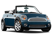 AUT 45 IZ0189 01
2010 Mini Cooper Convertible Blue 3/4 Front View On White Seamless