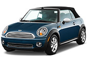 AUT 45 IZ0191 01
2010 Mini Cooper Convertible Blue 3/4 Front View On White Seamless