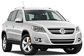 AUT 45 IZ0235 01
2010 VW Tiguan Wolfsburg White 3/4 Front View On White Seamless