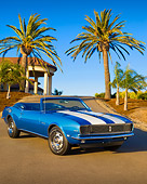 CAM 01 RK0137 01
1968 Chevrolet Camaro Z-28 RS Convertible Le Mans Blue White Stripe 3/4 Front View On Pavement