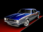 CAM 03 RK0161 01
1968 Chevrolet Camaro Blue And Silver 3/4 Front View Studio