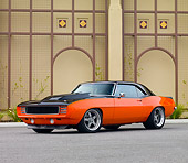 CAM 03 RK0181 01
1969 Chevrolet Camaro Orange And Black 3/4 Front View By Building