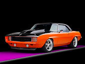 CAM 03 RK0189 01
1969 Chevrolet Camaro Orange And Black 3/4 Front View Studio