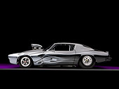 CAM 04 RK0096 01
1971 Chevrolet Camaro Black With Gray Flames Profile View Studio