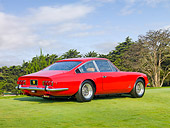 FRR 04 BK0003 01
1970 Ferrari 365 GT 2+2 Red 3/4 Rear View On Grass By Trees