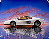 FRR 07 RK0038 10
Ferrari Testarossa White Profile On Mylar Floor Sunset Clouds Studio