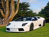 LAM 01 BK0005 01
2006 Lamborghini Murci�lago Roadster White 3/4 Front View On Grass By Trees