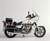 MOT 01 RK0092 08
1992 Kawasaki Police KZ1000 Police Motorcycle Profile View On White Seamless Studio