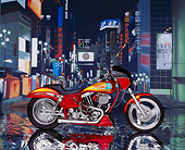 MOT 01 RK0216 08
1977 Harley-Davidson Custom Red Profile Street Scene Background