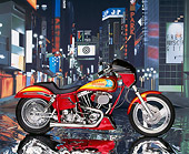MOT 01 RK0216 11
1977 Harley-Davidson Custom Red Profile Street Scene Background