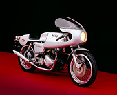 MOT 01 RK0523 07
1972 Norton Combat 750 Silver 3/4 Front View On Red Floor Studio