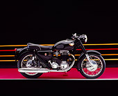 MOT 01 RK0611 02
1966 Matchless, G80, Black Motorcycle Profile View On Red Floor Colorful Lines Studio