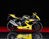 MOT 02 RK0229 04
2005 Suzuki GSXR 1000 Black And Yellow Profile On Red And Mylar Floor Studio