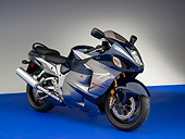 MOT 02 RK0317 01
2006 Suzuki Hayabusa GSX 1300R Blue 3/4 Side View On Blue Floor Studio