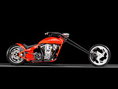 MOT 04 RK0237 01
2007 River Rat Customs Chopper Barbwire Tangerine Profile View Studio