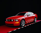 MST 01 RK0819 06
2005 Ford Mustang GT Coupe Red 3/4 Front View On Red Floor Checkered Line Studio