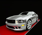 MST 02 RK0055 08
2005 Ford Saleen Mustang Supercharged Silver Wide Angle 3/4 Front View On Red Floor Gray Line Studio