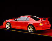 MST 04 RK0027 03
2000 Ford Mustang Cobra R Red 3/4 Rear View On Red Floor Yellow Line Studio