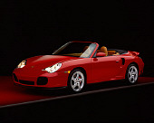 POR 03 RK0143 01
2004 Porsche Turbo Cabriolet Red 3/4 Front View On Red Floor Gray Line Studio