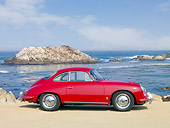 POR 04 BK0006 01
1962 Porsche 356B Coupe Red Profile View On Sand By Ocean