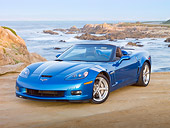 VET 01 RK0946 01
2010 Chevrolet Corvette Grand Sport Convertible Blue 3/4 Front View On Beach