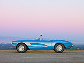 VET 03 RK0566 01
1961 Chevrolet Corvette Convertible Blue Profile View On Pavement Dusk