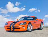 VIP 01 RK0315 01
2010 Dodge Viper SRT/10 Coupe Orange With Black Stripe 3/4 Front View On Pavement