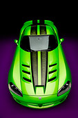 VIP 01 RK0300 02
2008 Dodge Viper SRT/10 Coupe Green With Black Stripes Head On View Studio