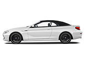 AUT 01 IZ0089 01
2011 BMW 6 Series 640i Convertible White Profile View On White Seamless
