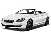 AUT 01 IZ0094 01
2011 BMW 6 Series 640i Convertible White 3/4 Front View On White Seamless