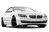 AUT 01 IZ0097 01
2011 BMW 6 Series 640i Convertible White 3/4 Front View On White Seamless