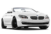 AUT 01 IZ0098 01
2011 BMW 6 Series 640i Convertible White 3/4 Front View On White Seamless