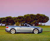 AUT 01 RK0215 01
2005 BMW 645Ci Convertible Blue Profile On Grass Trees Filtered