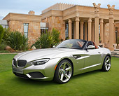 AUT 01 RK0353 01
2013 BMW Zagato Roadster Silver 3/4 Front View On Grass By Building With Columns