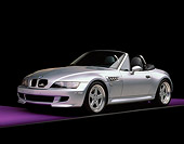 AUT 01 RK0085 01
1999 BMW M Roadster Convertible Silver 3/4 Front View On Purple Floor Gray Line Studio