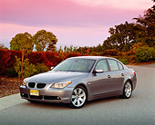 AUT 01 RK0191 02
2004 BMW 530i E60 Silver 3/4 Front View By Trees