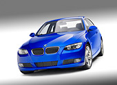 AUT 01 RK0284 01
2007 BMW 335i Coupe Blue 3/4 Front View On White Seamless Studio