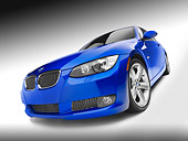 AUT 01 RK0285 01
2007 BMW 335i Coupe Blue 3/4 Front View On White Seamless Studio