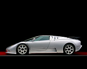 AUT 02 RK0066 08
1994 Bugatti EB110 SS Silver Profile On Gray Line Red Floor Studio