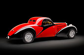 AUT 02 RK0132 01
1937 Bugatti Type 57 S Atalante Coupe Red And Black 3/4 Rear View In Studio