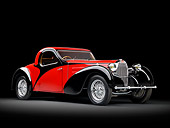 AUT 02 RK0136 01
1937 Bugatti Type 57 S Atalante Coupe Red And Black 3/4 Front View In Studio