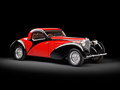 AUT 02 RK0138 01
1937 Bugatti Type 57 S Atalante Coupe Red And Black 3/4 Front View In Studio