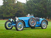 AUT 02 RK0142 01
1929 Bugatti Blue 3/4 Side View On Grass By Trees