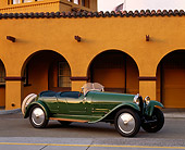AUT 02 RK0031 01
1926 Bugatti Type 38 Torpedo Tourer 3/4 Side View On Pavement By Building