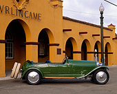 AUT 02 RK0036 02
1926 Bugatti Type 38 Torpedo Tourer Green Profile On Pavement By Building