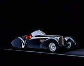 AUT 02 RK0040 08
1938 Bugatti Type 57SC Dark Blue 3/4 Front View On Gray Line On Black Floor Studio