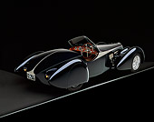 AUT 02 RK0042 06
1938 Bugatti Type 57SC Dark Blue 3/4 Rear View On Gray Line Studio