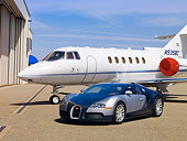 AUT 02 RK0087 01
2007 Bugatti Veyron Silver And Blue 3/4 Front By Airplane