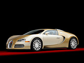 AUT 02 RK0114 01
2008 Bugatti Veyron 16.4 Grand Sport Roadster Gold And White 3/4 Front View Studio